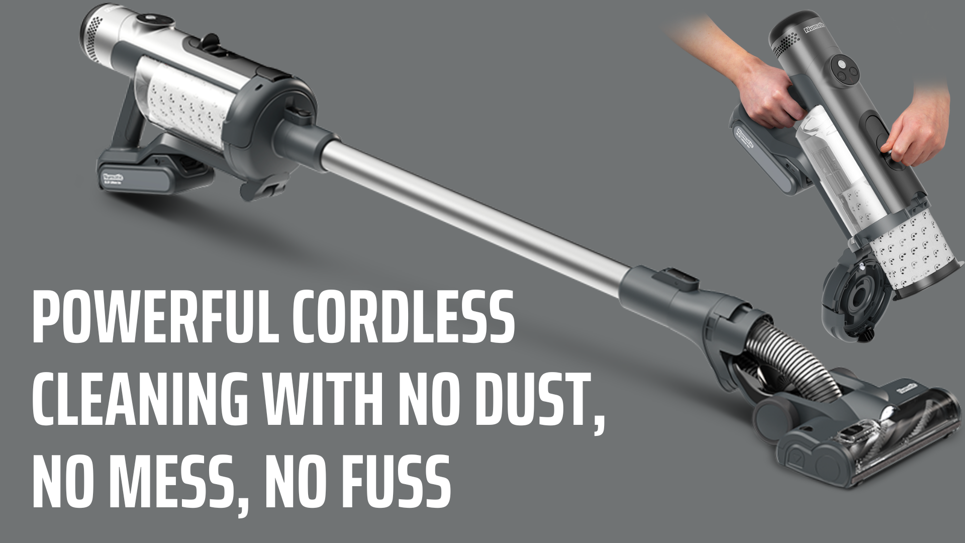 Powerful, Cordless, Dust-free Cleaning